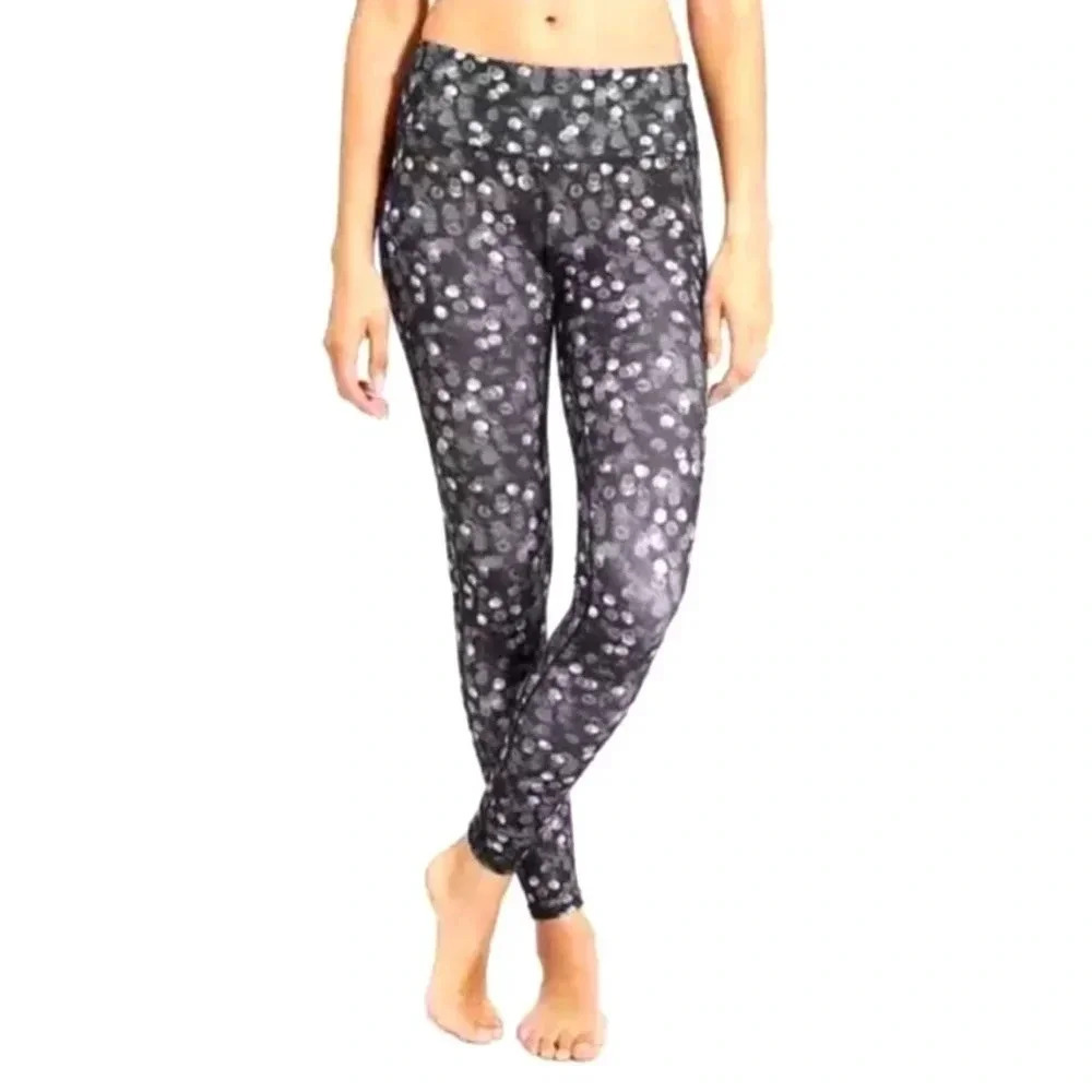 Athleta Chaturanga Dot Tight Leggings, Color Black/Gray/White Size XS
